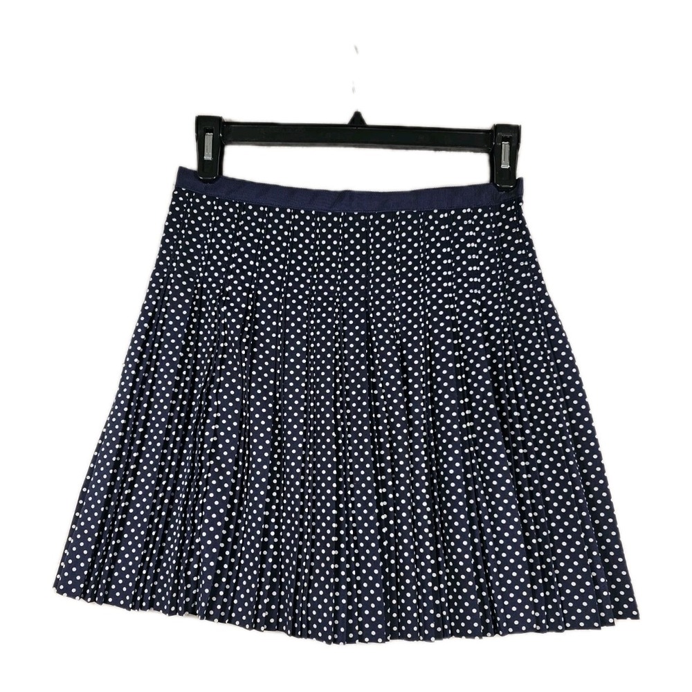 J.Crew Womens Pleated Polka Dot Skirt Navy White Size 4 Accordion Pleated Lined